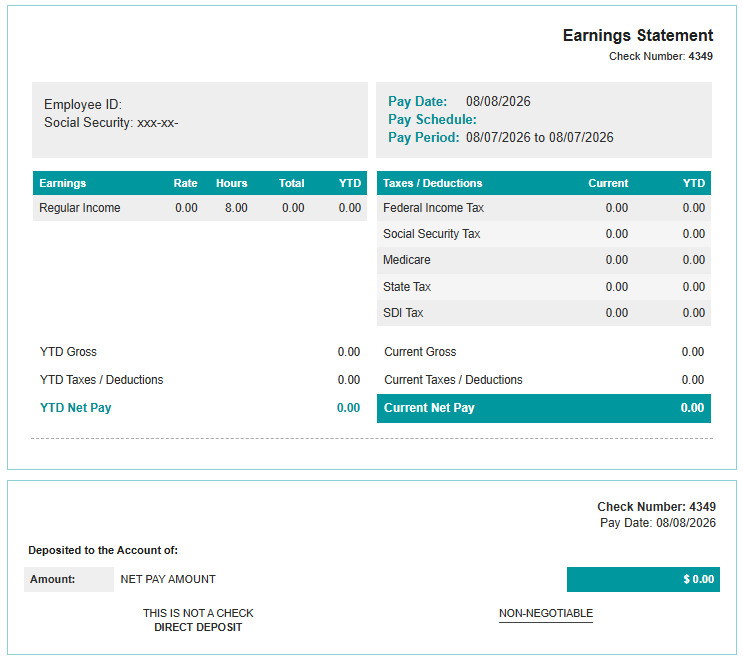 Template 8 pay stub preview